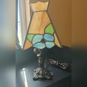 Vintage Stained Glass Lamp Floral Victorian Style Light Shade